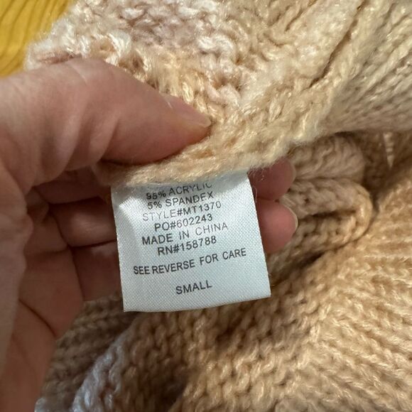 NWT Mable Anthropologie Blush Pink Turtleneck Cropped Sweater Chunky Knit SM - Picture 8 of 8